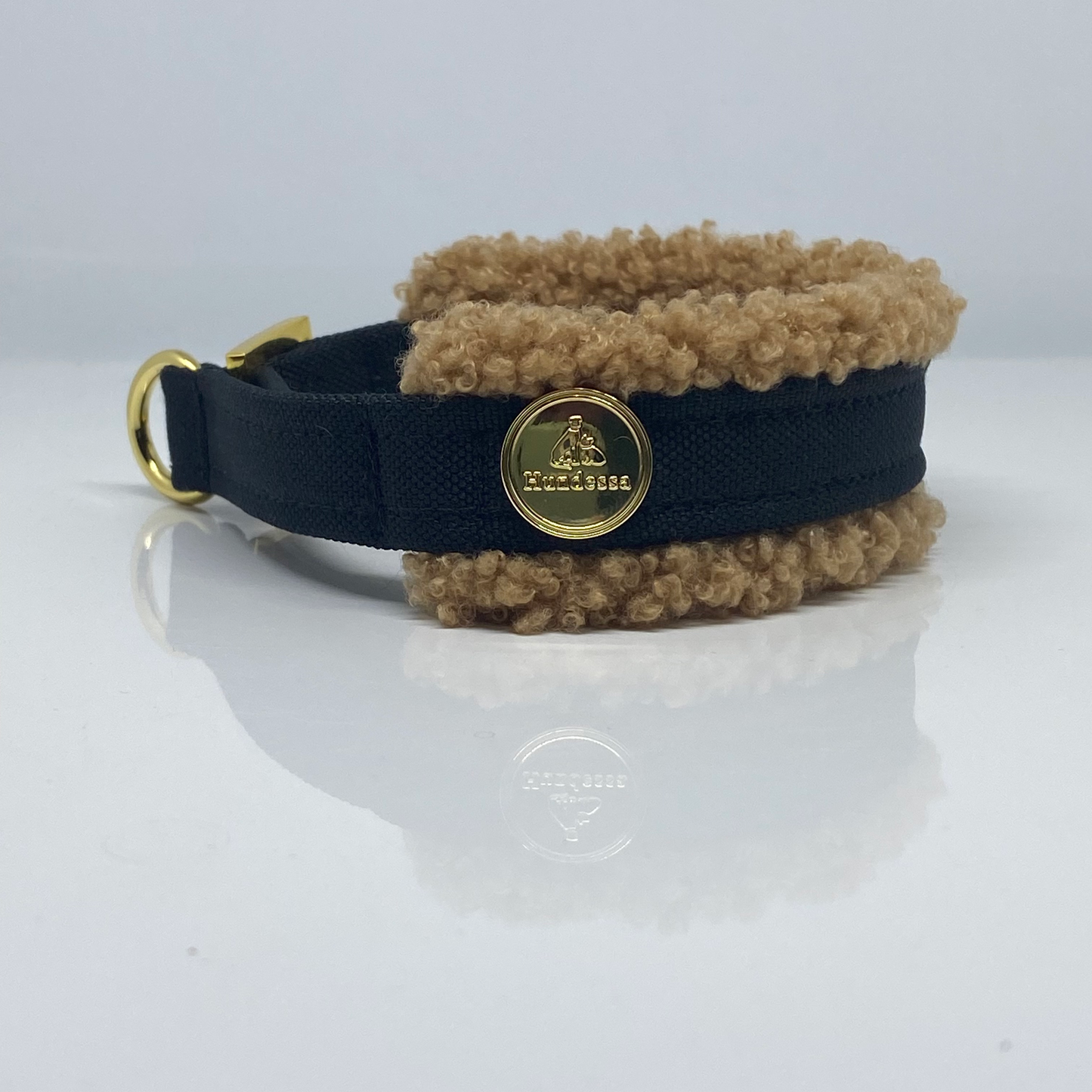 Unterlegtes Halsband BLACK + Teddy HELLBRAUN – Ansicht 2
