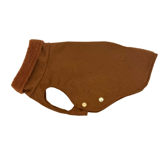 Hundemantel Velours CARAMEL mit Teddy TERRA – Ansicht 1